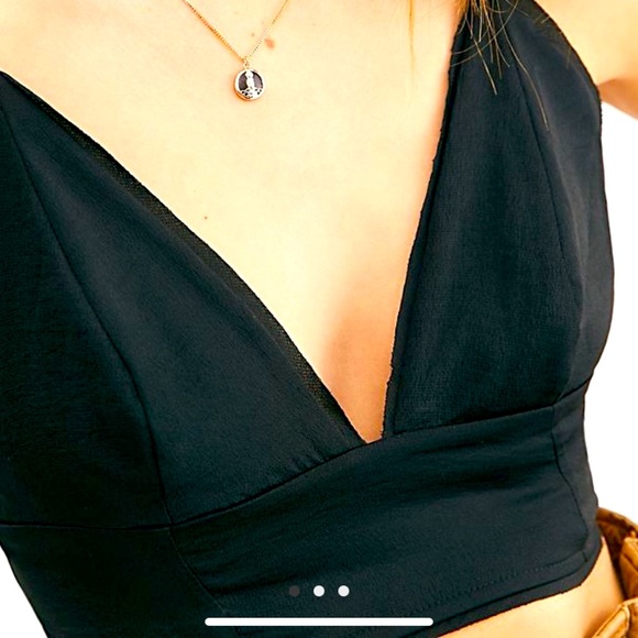 FREE PEOPLE INTIMATELY PARADISE BRAMI BLACK SATIN RAW EDGE DETAIL LAST SZ S - Picture 2 of 10